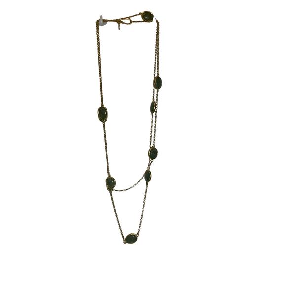 Julie Vos Long Gold Tone Green Stone Station Necklace 52 Inch Convertible Wrap - Picture 5 of 9